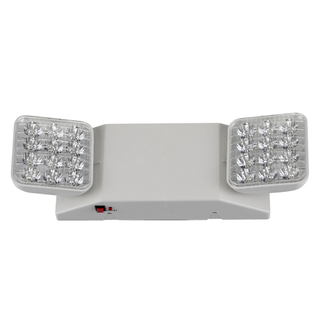 LED Emergency Light White Thermoplastic 2 Adjustable Lamp Heads Battery Backup